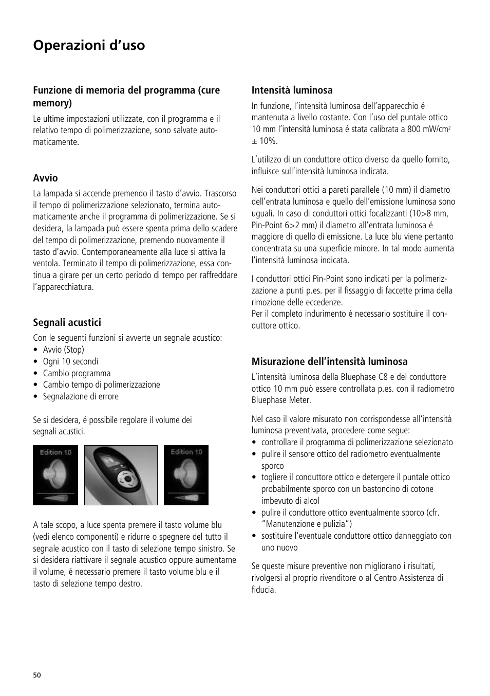 Operazioni d’uso | Ivoclar Vivadent Bluephase C8 User Manual | Page 46 / 78