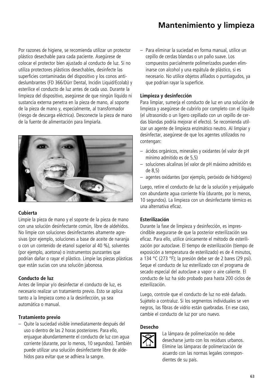 Mantenimiento y limpieza | Ivoclar Vivadent Bluephase C8 User Manual | Page 59 / 78