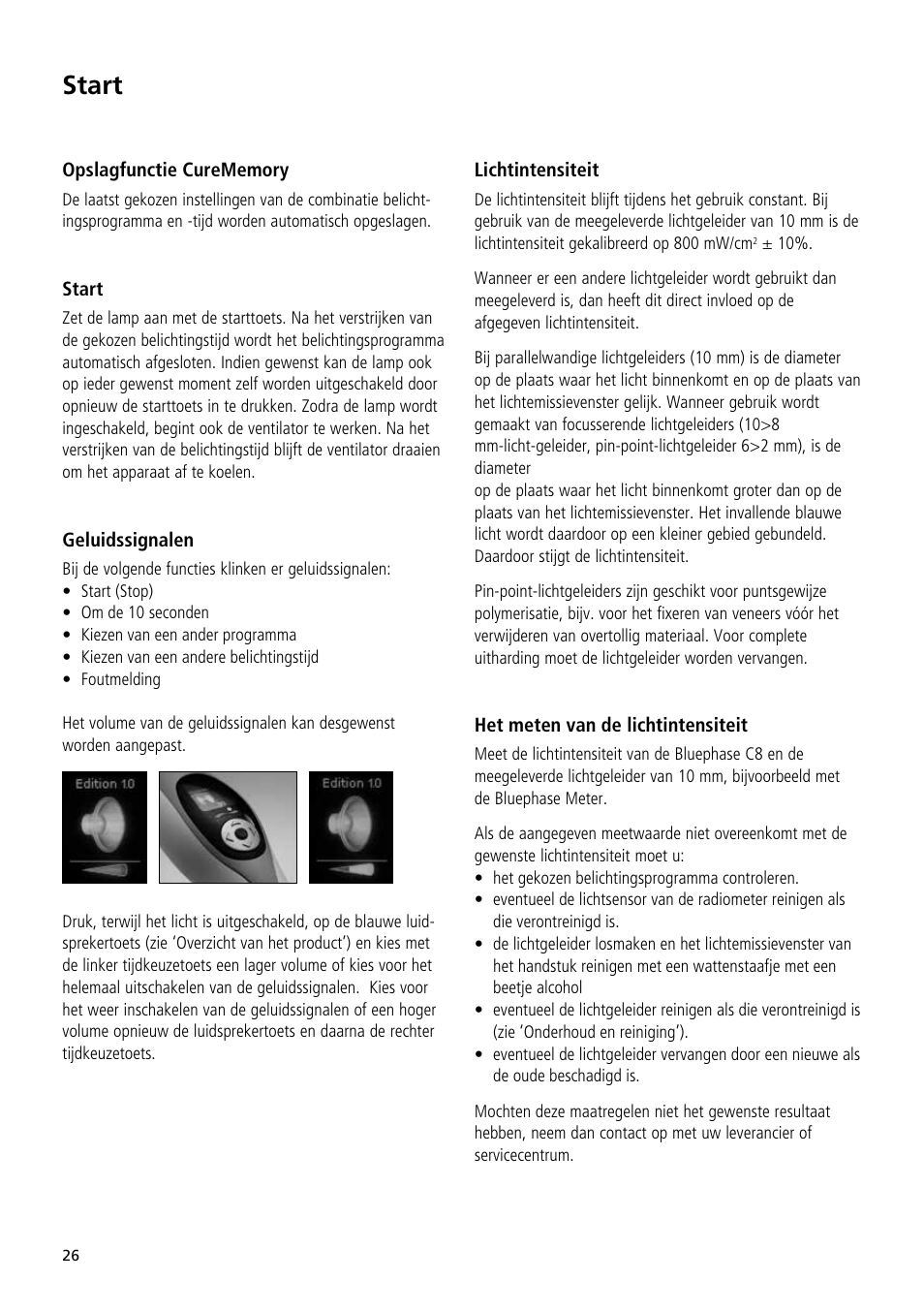 Start | Ivoclar Vivadent Bluephase C8 User Manual | Page 22 / 54