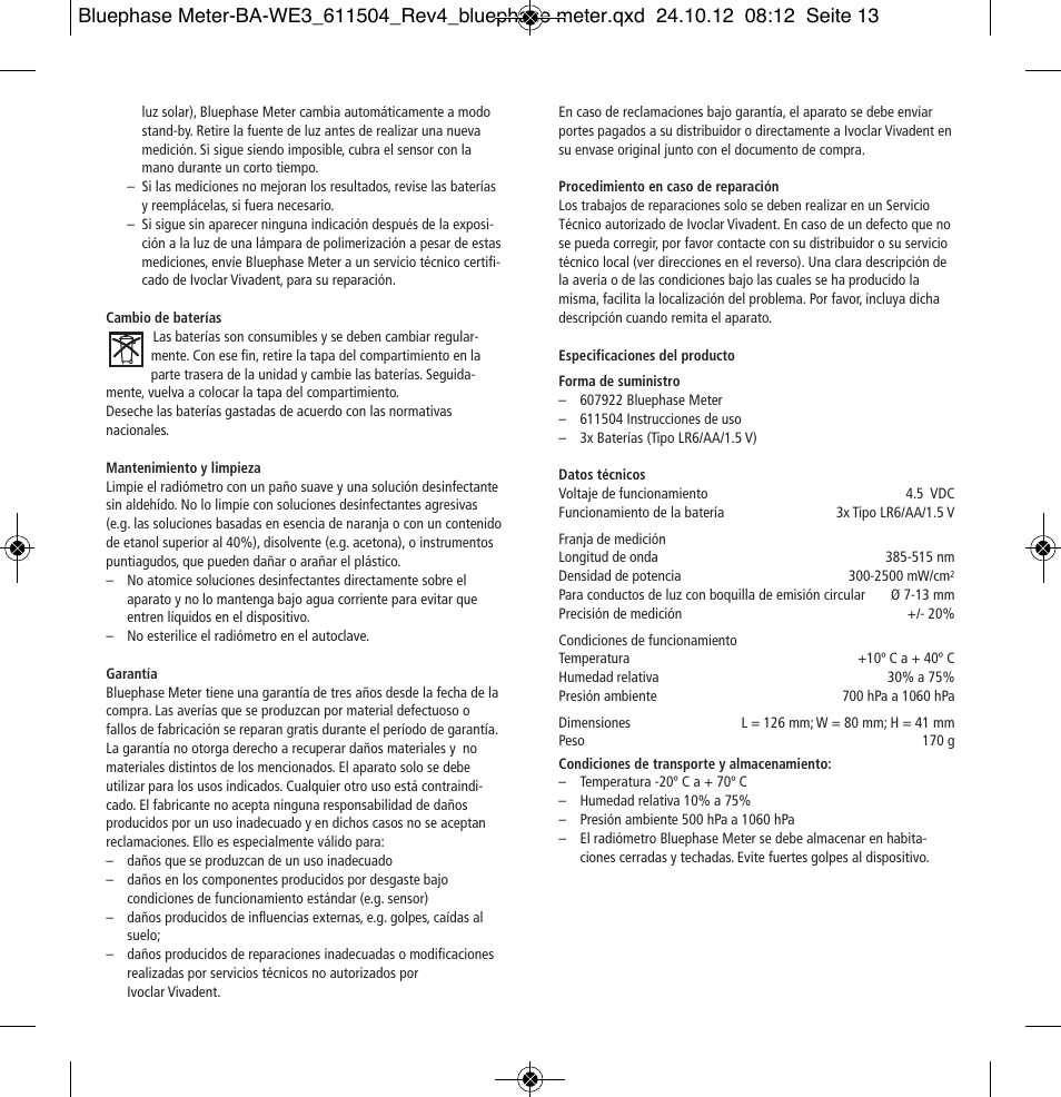 Ivoclar Vivadent Bluephase Meter User Manual | Page 13 / 40