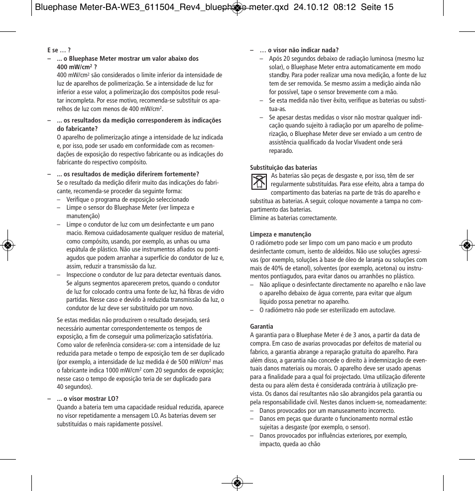 Ivoclar Vivadent Bluephase Meter User Manual | Page 15 / 40