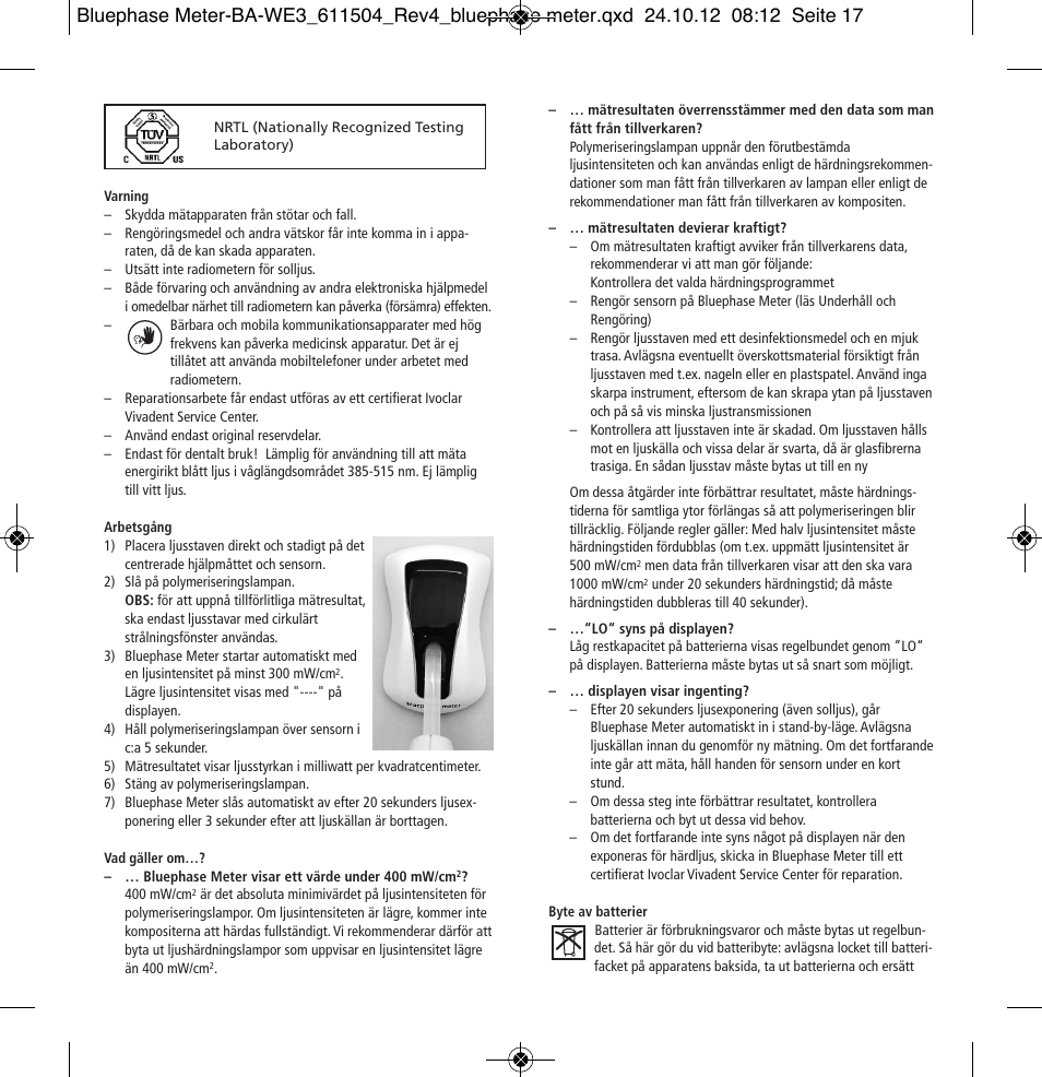 Ivoclar Vivadent Bluephase Meter User Manual | Page 17 / 40