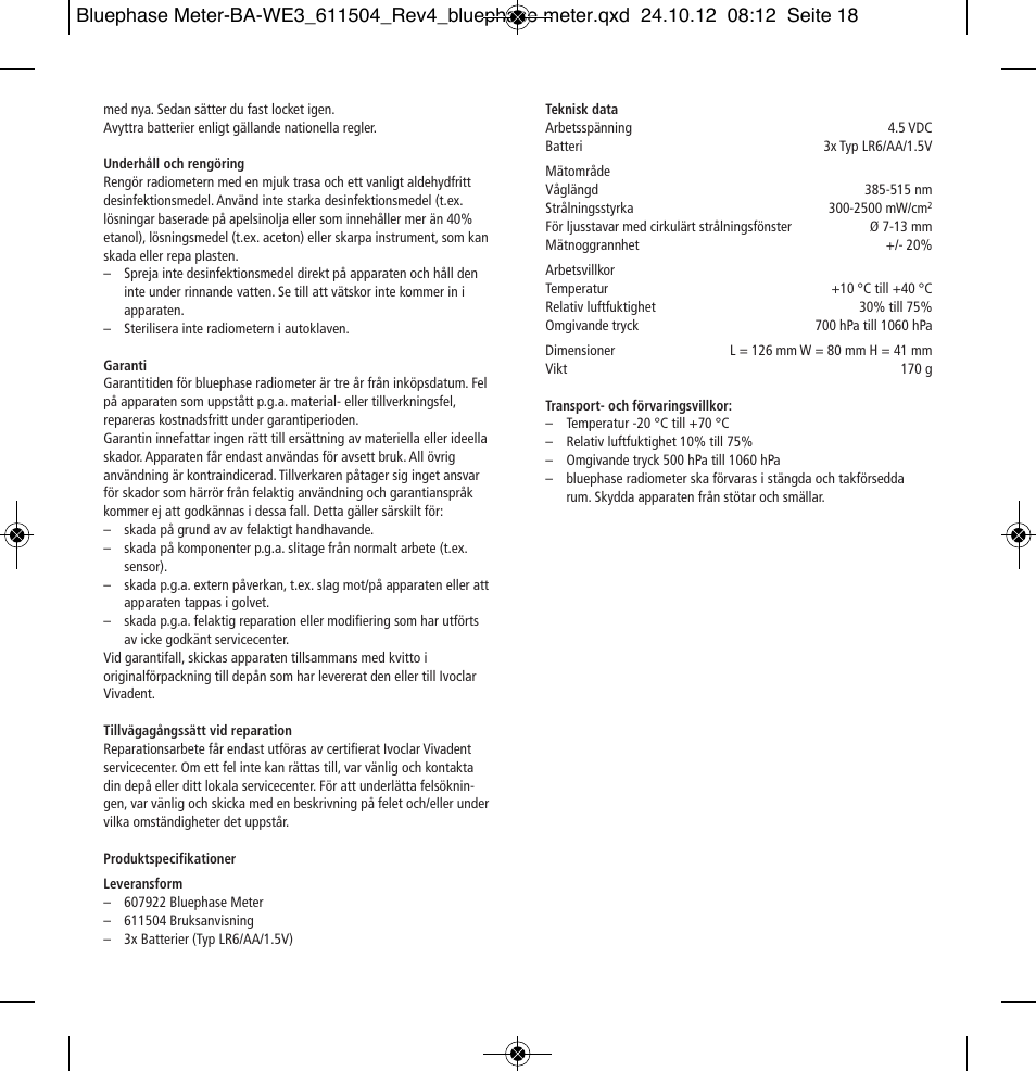 Ivoclar Vivadent Bluephase Meter User Manual | Page 18 / 40