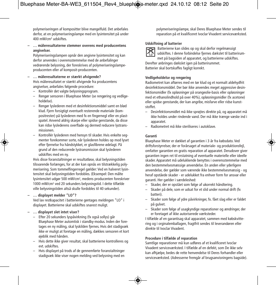 Ivoclar Vivadent Bluephase Meter User Manual | Page 20 / 40