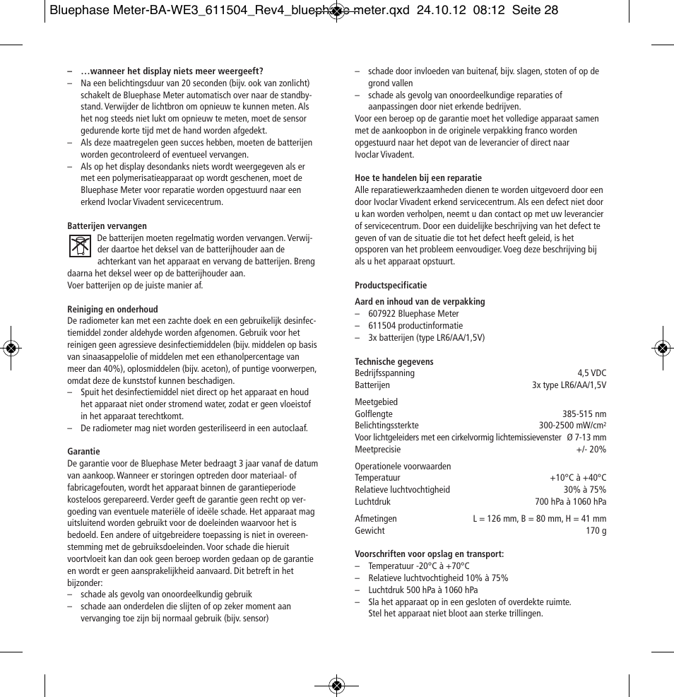 Ivoclar Vivadent Bluephase Meter User Manual | Page 28 / 40