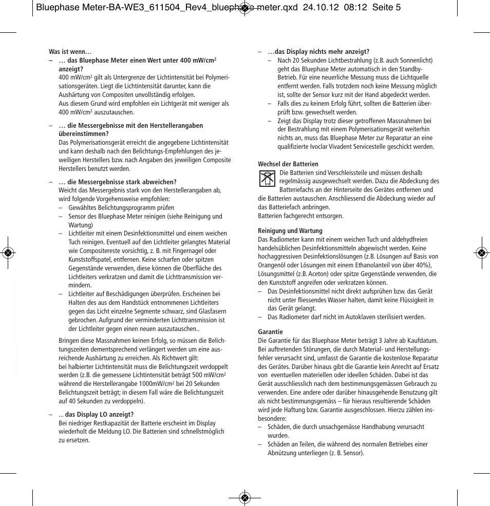Ivoclar Vivadent Bluephase Meter User Manual | Page 5 / 40