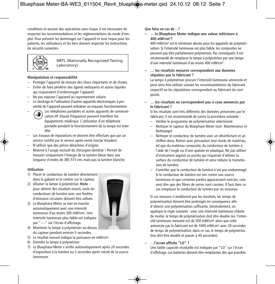 Ivoclar Vivadent Bluephase Meter User Manual | Page 7 / 40