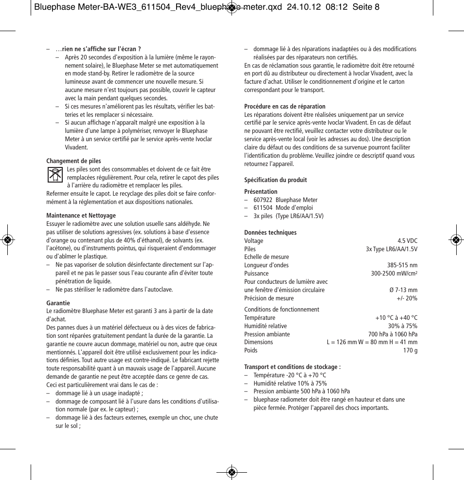 Ivoclar Vivadent Bluephase Meter User Manual | Page 8 / 40