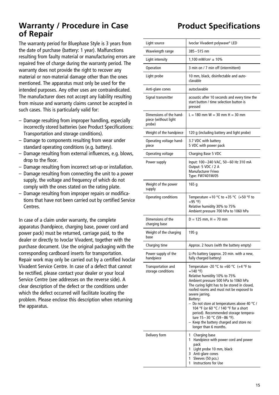 Ivoclar Vivadent Bluephase Style User Manual | Page 15 / 88