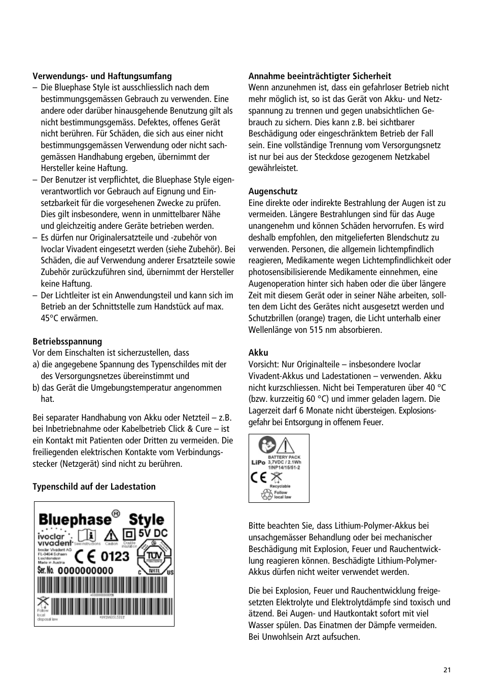 Ivoclar Vivadent Bluephase Style User Manual | Page 21 / 88