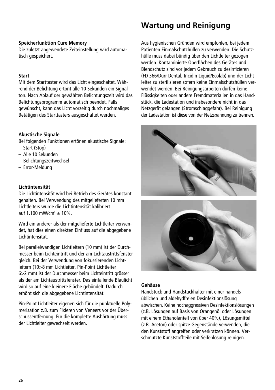 Wartung und reinigung | Ivoclar Vivadent Bluephase Style User Manual | Page 26 / 88