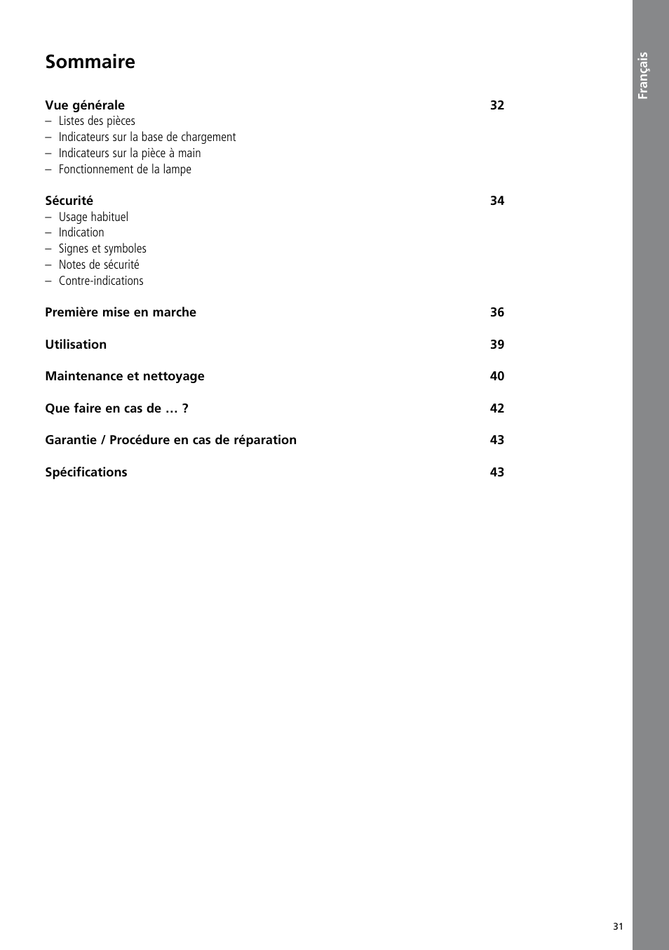 Français, Sommaire | Ivoclar Vivadent Bluephase Style User Manual | Page 31 / 88