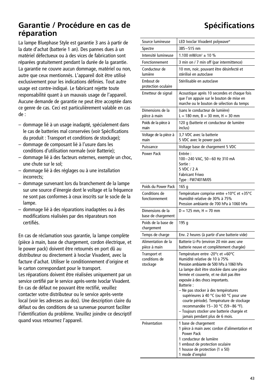 Ivoclar Vivadent Bluephase Style User Manual | Page 43 / 88