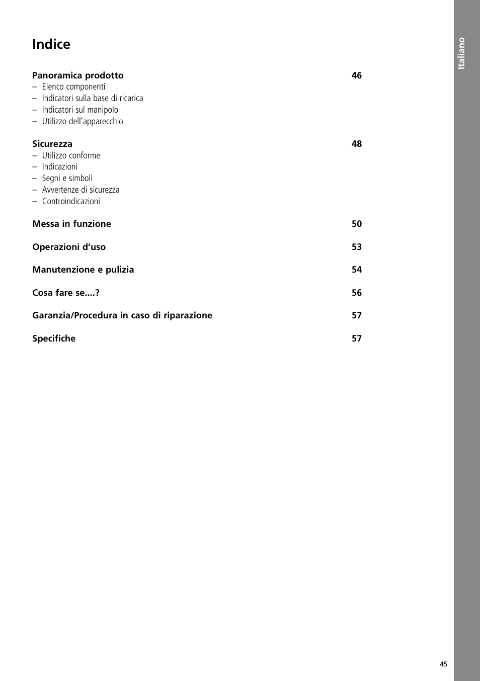 Italiano, Indice | Ivoclar Vivadent Bluephase Style User Manual | Page 45 / 88