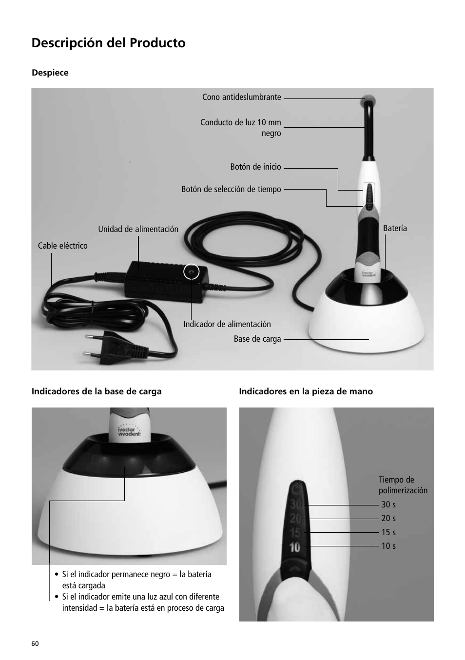 Descripción del producto | Ivoclar Vivadent Bluephase Style User Manual | Page 60 / 88