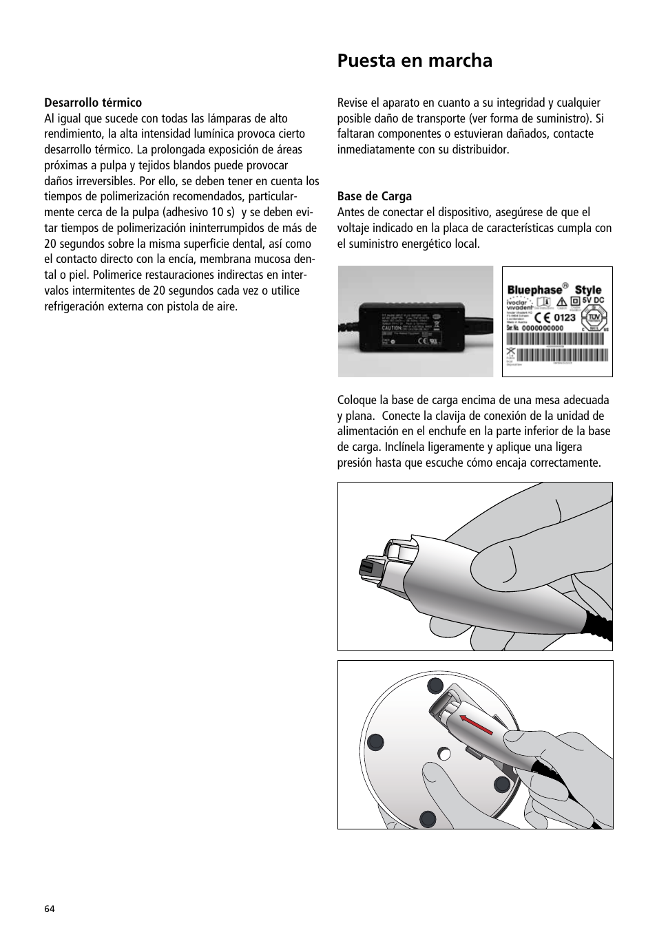 Puesta en marcha | Ivoclar Vivadent Bluephase Style User Manual | Page 64 / 88
