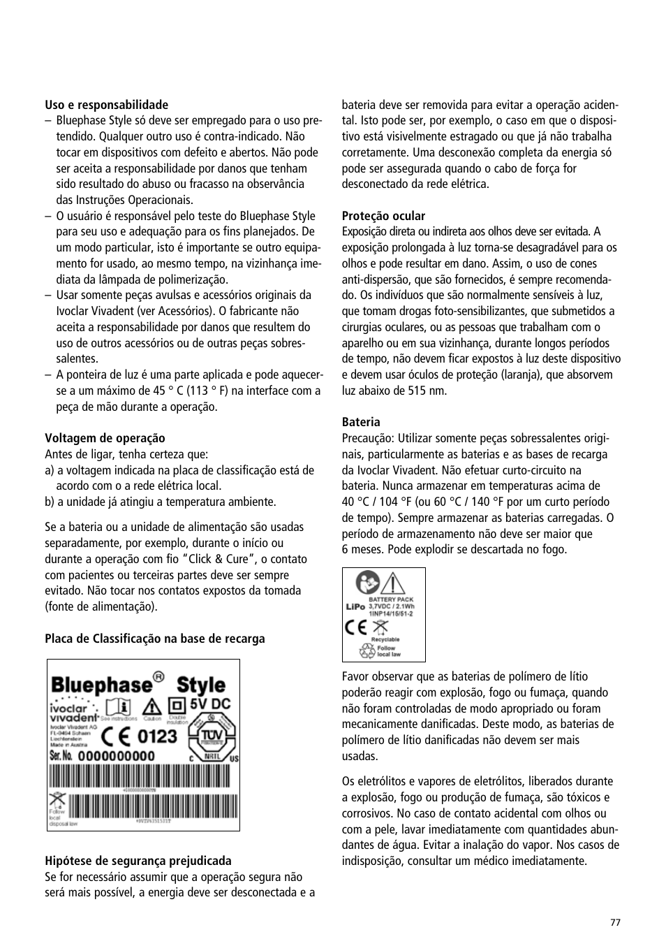 Ivoclar Vivadent Bluephase Style User Manual | Page 77 / 88