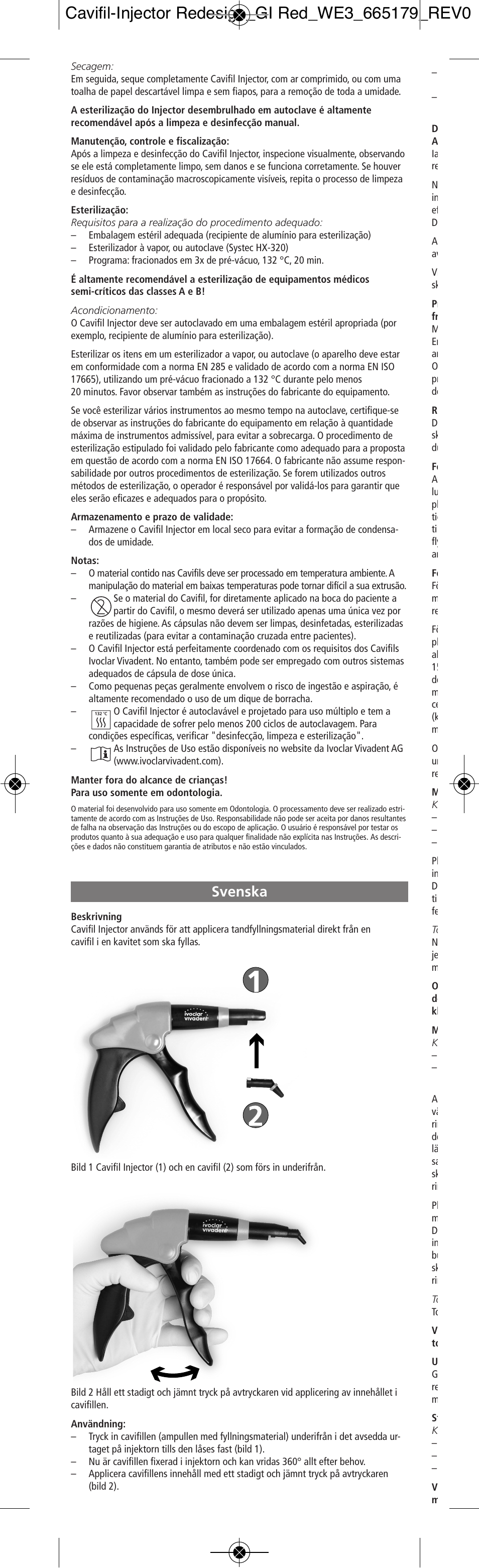 Svenska | Ivoclar Vivadent Cavifil Injector User Manual | Page 12 / 30