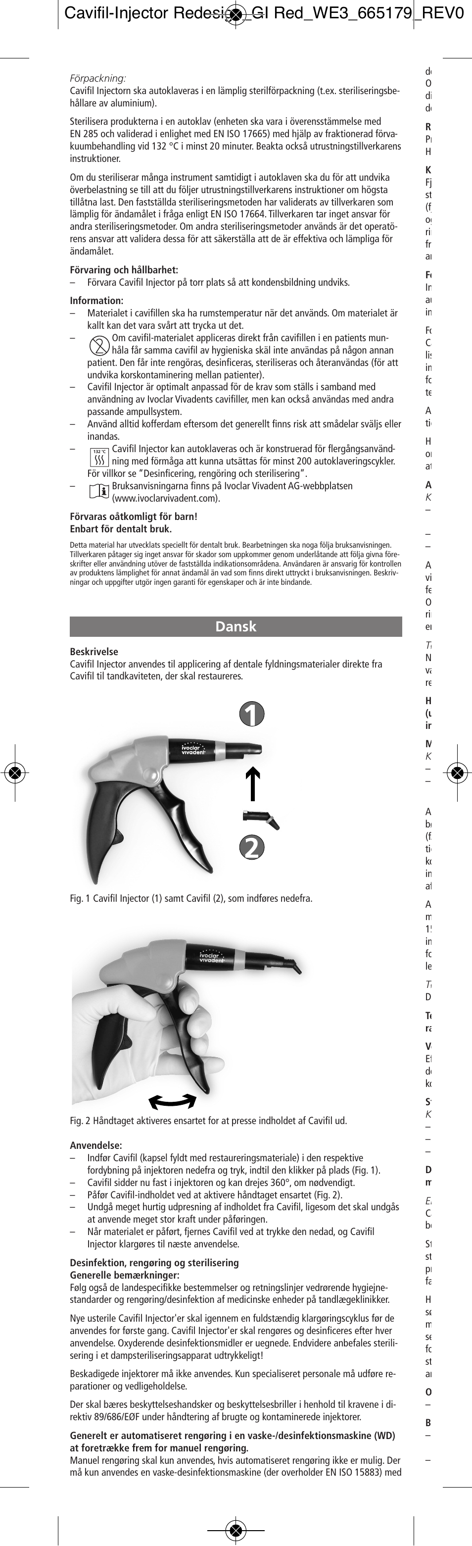 Dansk | Ivoclar Vivadent Cavifil Injector User Manual | Page 14 / 30