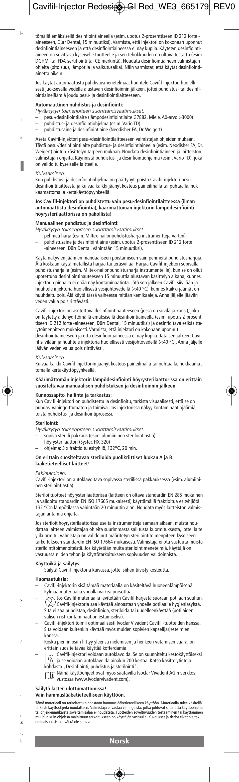 Norsk | Ivoclar Vivadent Cavifil Injector User Manual | Page 17 / 30