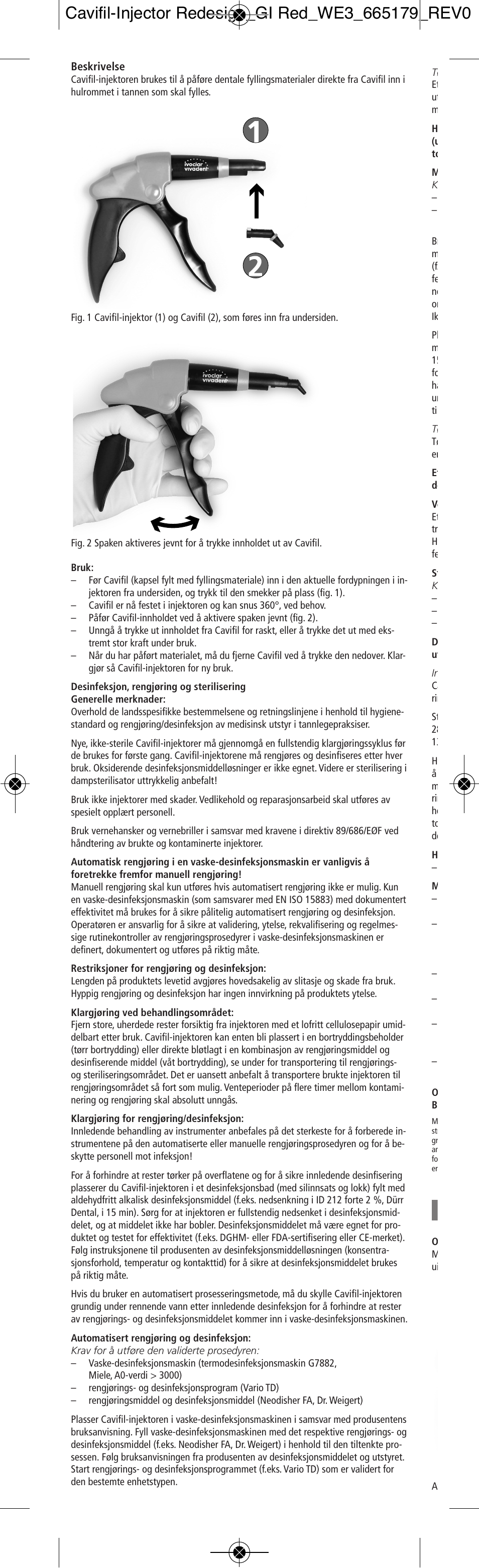 Norsk | Ivoclar Vivadent Cavifil Injector User Manual | Page 18 / 30