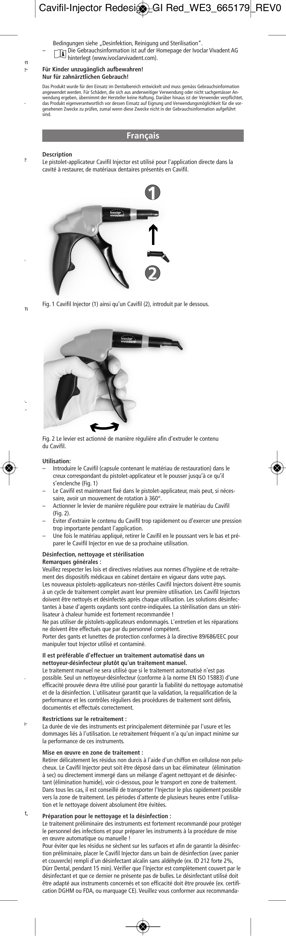 Français | Ivoclar Vivadent Cavifil Injector User Manual | Page 5 / 30