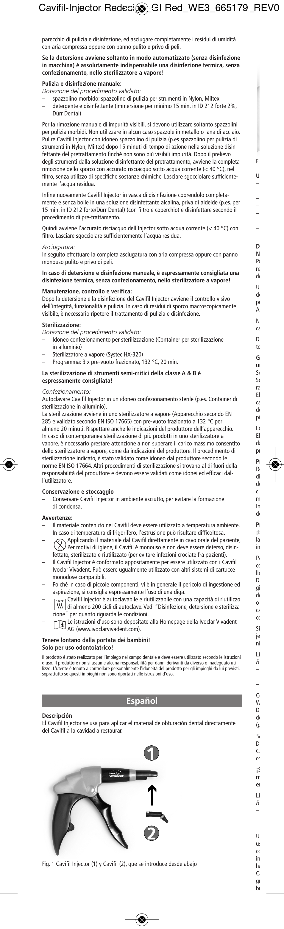 Español | Ivoclar Vivadent Cavifil Injector User Manual | Page 8 / 30