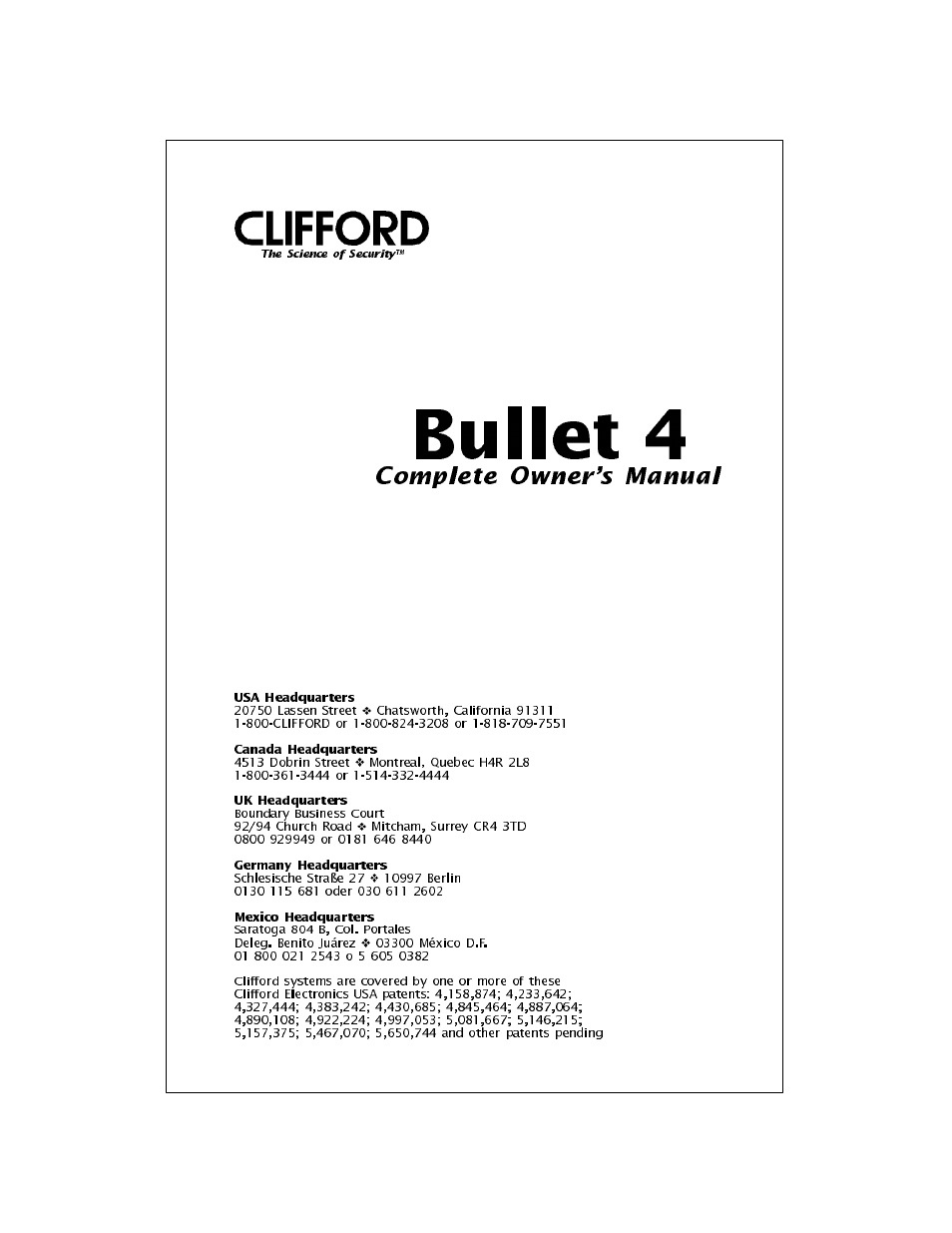 CLIFFORD Bullet 4 User Manual | 12 pages