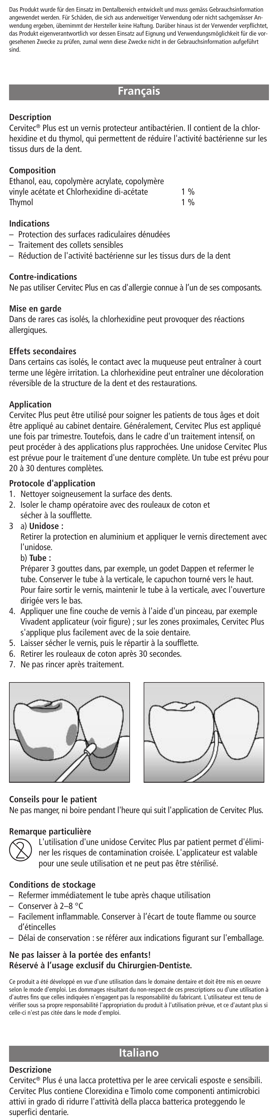 Français, Italiano français | Ivoclar Vivadent Cervitec PLUS User Manual | Page 3 / 24