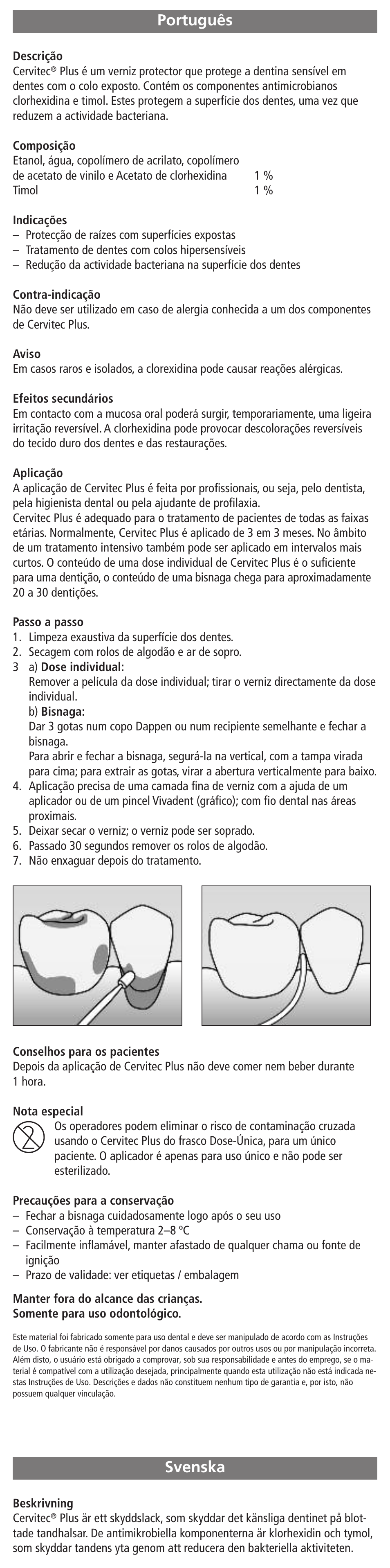 Português, Svenska português | Ivoclar Vivadent Cervitec PLUS User Manual | Page 6 / 24