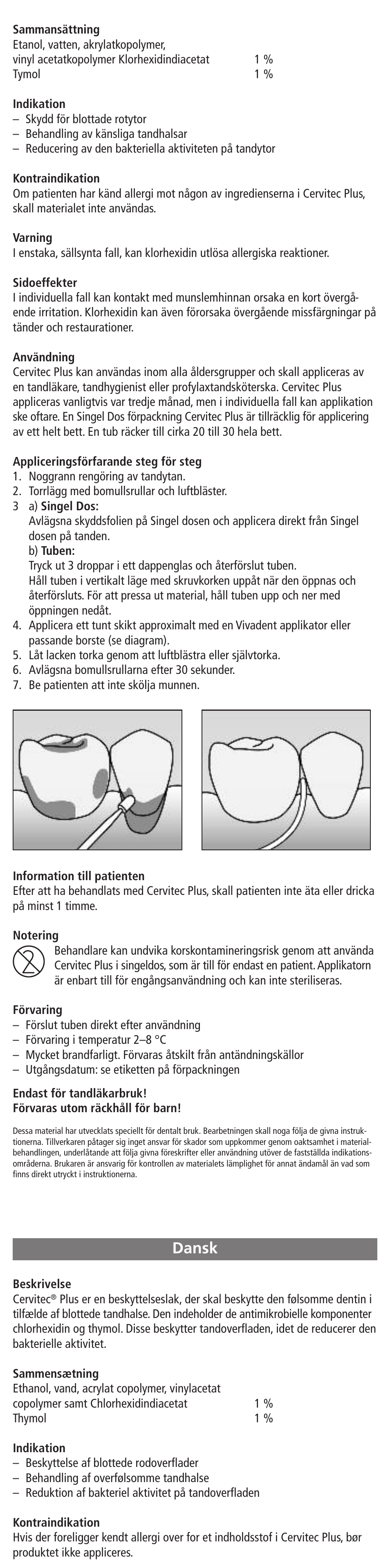 Svenska, Dansk | Ivoclar Vivadent Cervitec PLUS User Manual | Page 7 / 24