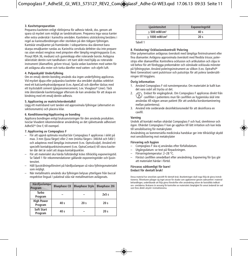 Ivoclar Vivadent Compoglass F User Manual | Page 11 / 28