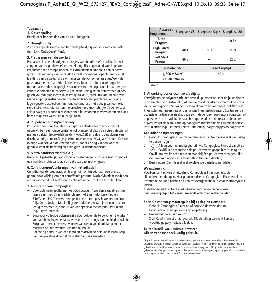 Ivoclar Vivadent Compoglass F User Manual | Page 17 / 28