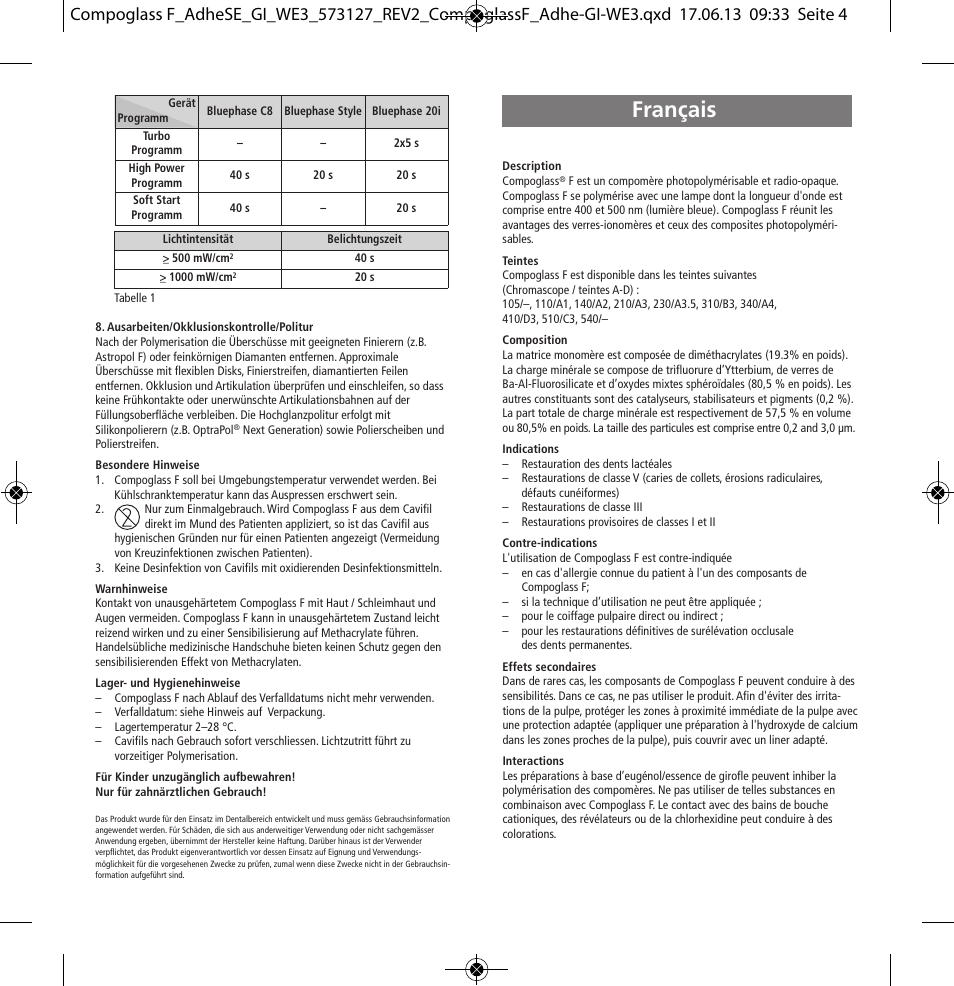 Français | Ivoclar Vivadent Compoglass F User Manual | Page 4 / 28