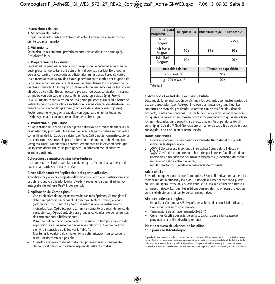 Ivoclar Vivadent Compoglass F User Manual | Page 8 / 28
