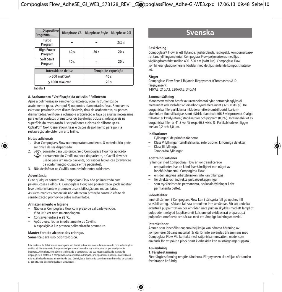 Svenska | Ivoclar Vivadent Compoglass Flow User Manual | Page 10 / 28