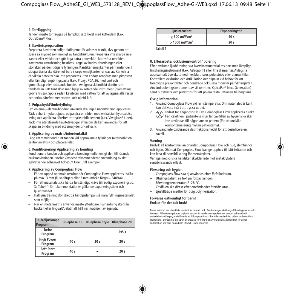 Ivoclar Vivadent Compoglass Flow User Manual | Page 11 / 28