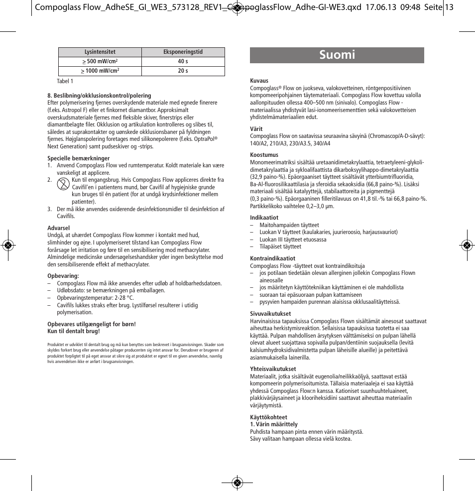 Suomi | Ivoclar Vivadent Compoglass Flow User Manual | Page 13 / 28