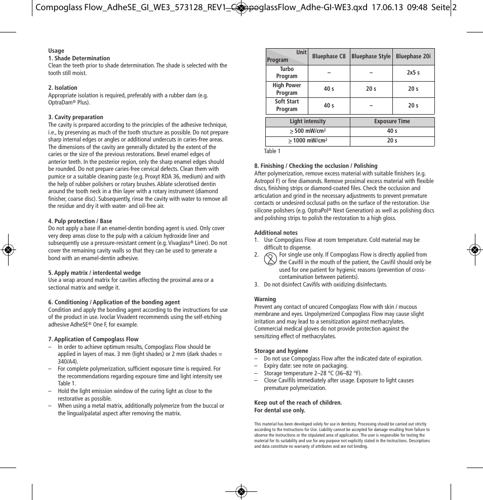 Ivoclar Vivadent Compoglass Flow User Manual | Page 2 / 28