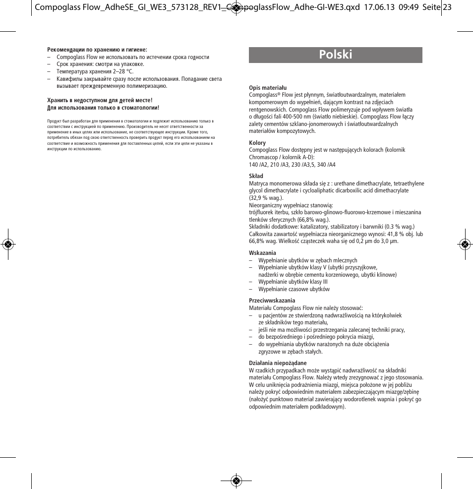 Polski | Ivoclar Vivadent Compoglass Flow User Manual | Page 23 / 28
