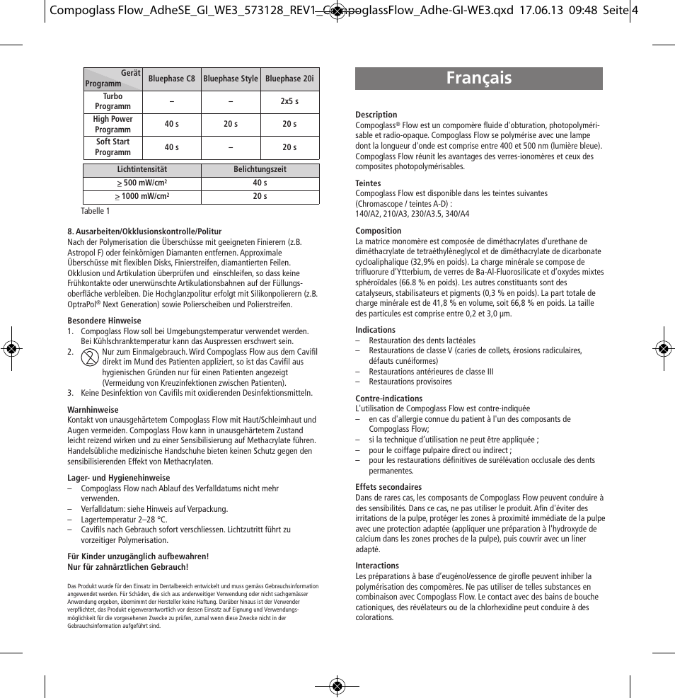 Français | Ivoclar Vivadent Compoglass Flow User Manual | Page 4 / 28