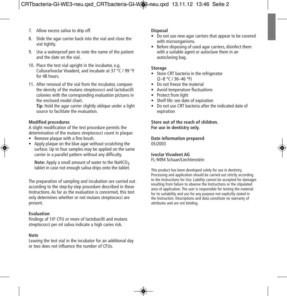 Ivoclar Vivadent CRT bacteria User Manual | Page 2 / 20