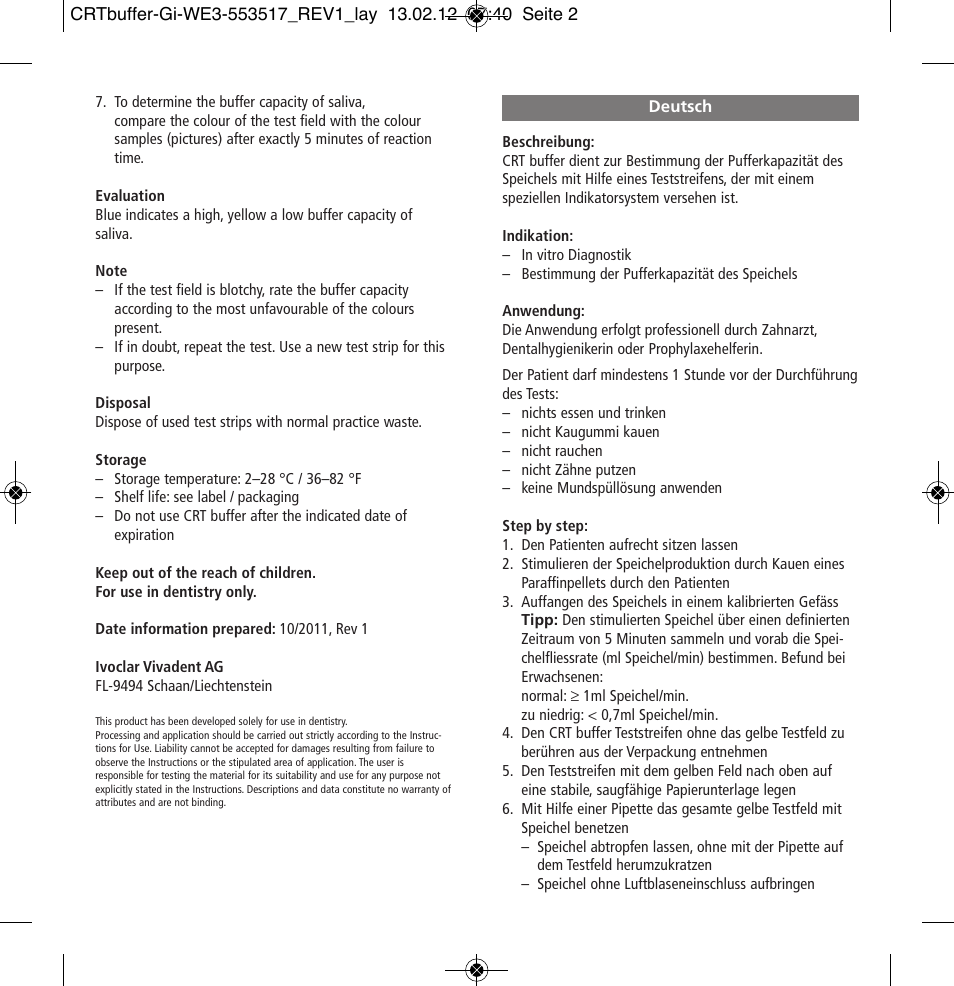 Deutsch | Ivoclar Vivadent CRT buffer User Manual | Page 2 / 20