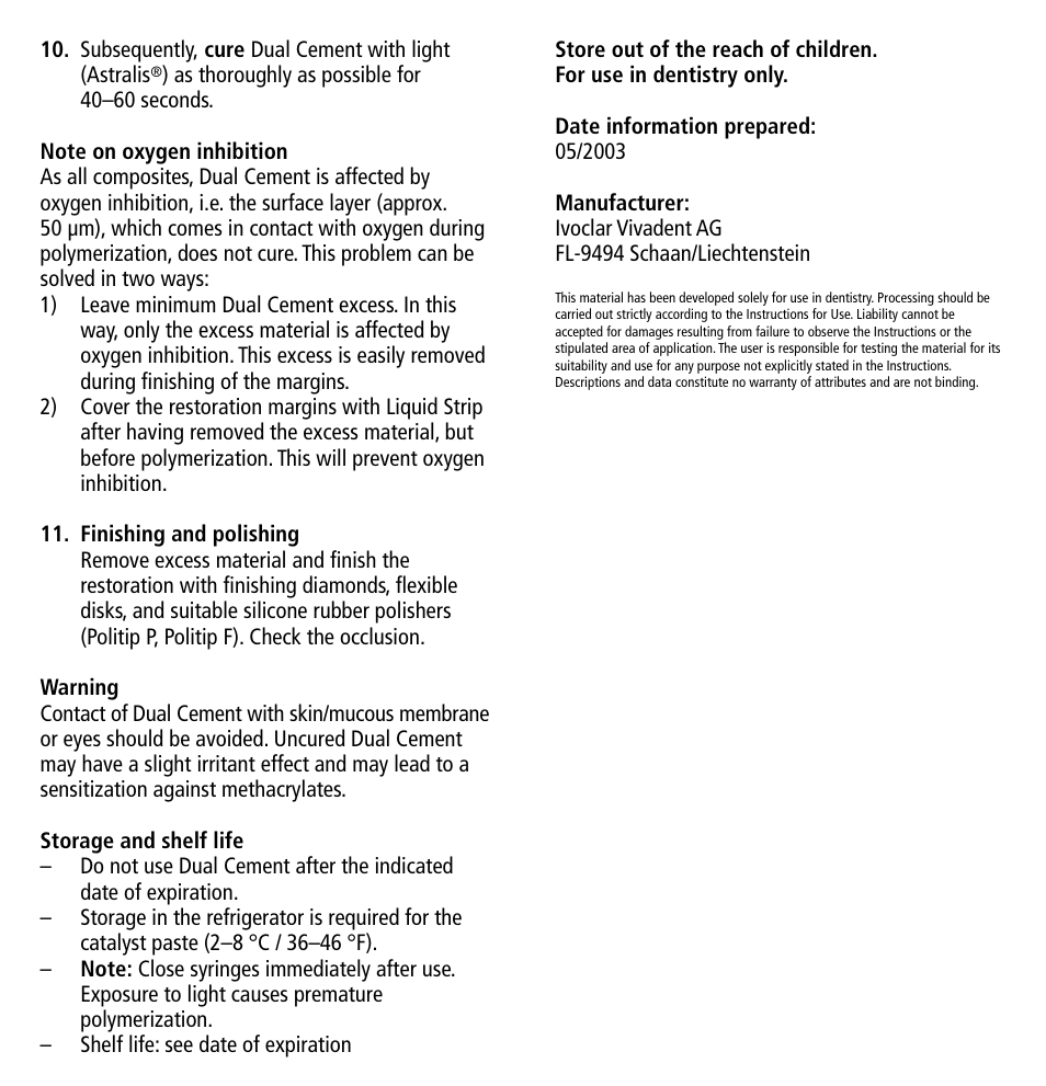Ivoclar Vivadent Dual Cement User Manual | Page 3 / 33