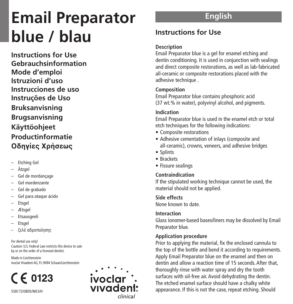 Ivoclar Vivadent Email Preparator blue User Manual | 17 pages