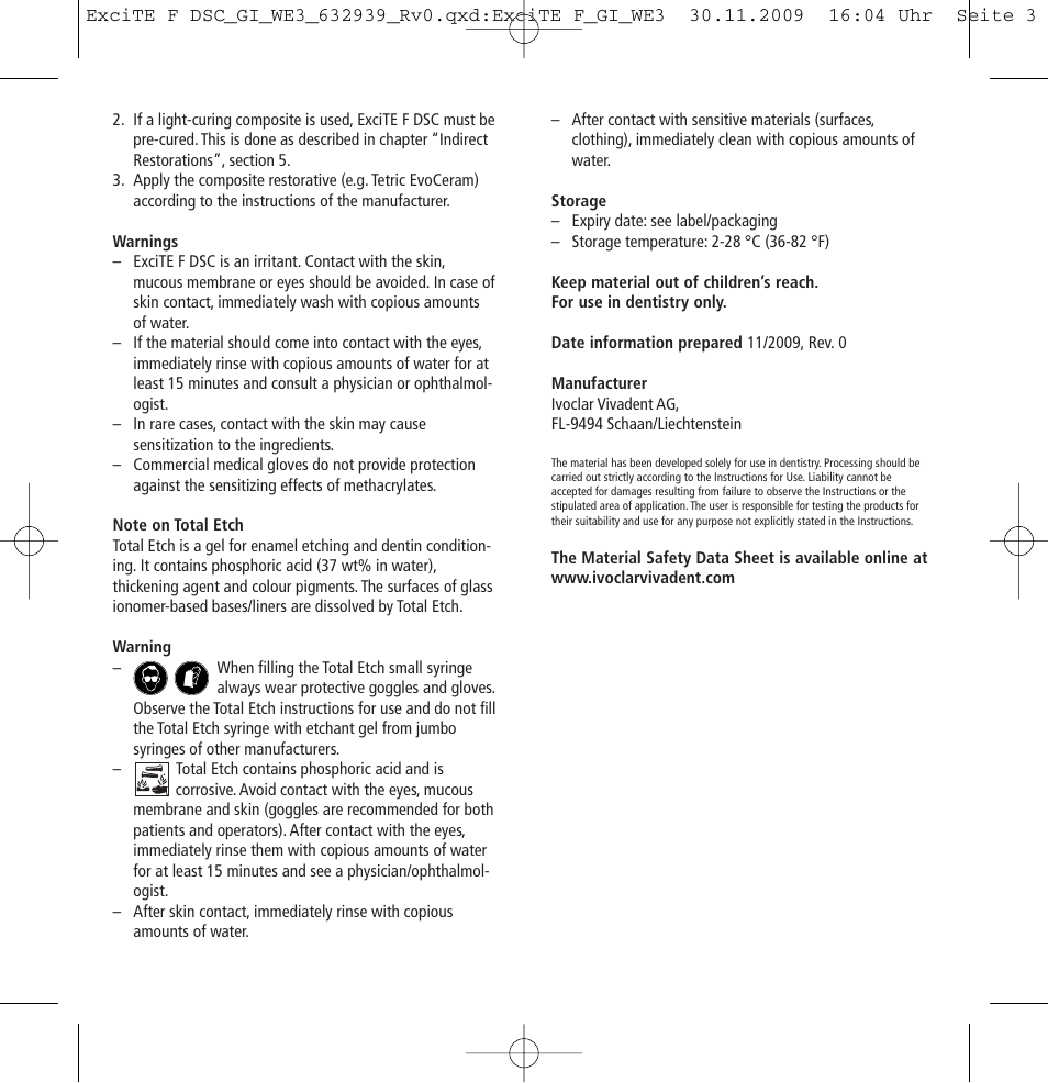 Ivoclar Vivadent ExciTE F DSC User Manual | Page 3 / 40