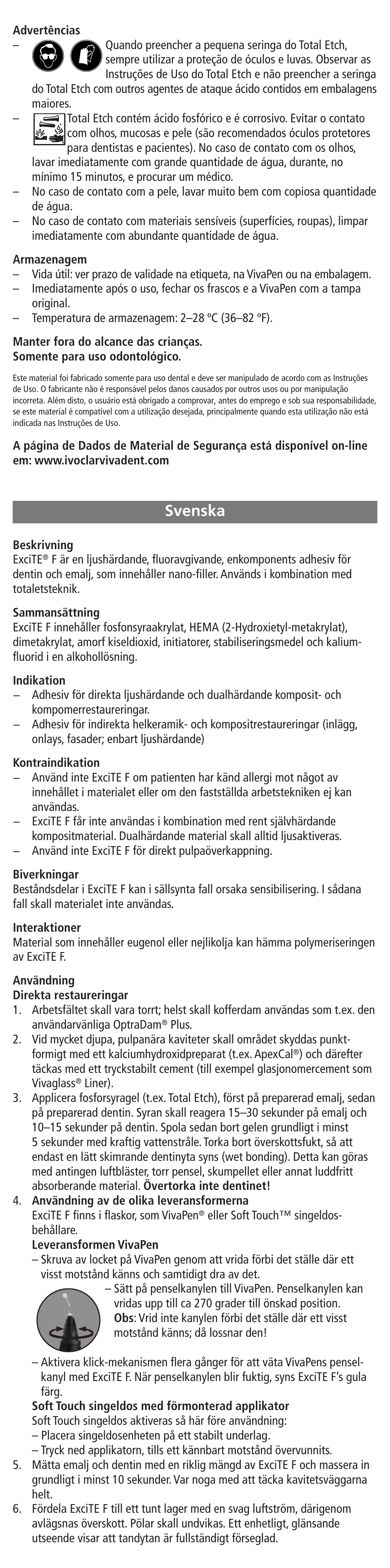 Svenska | Ivoclar Vivadent ExciTE F User Manual | Page 11 / 48