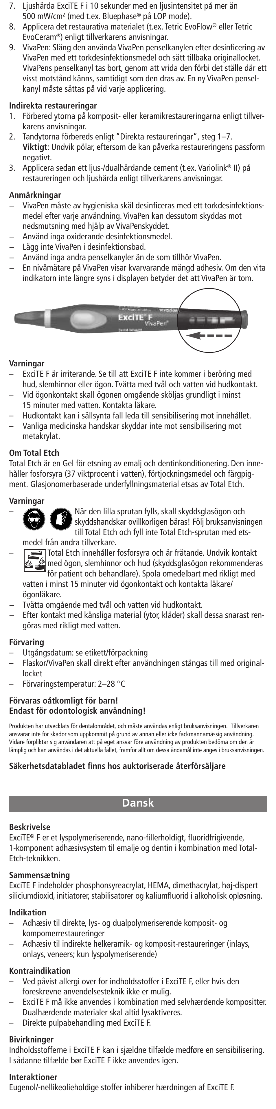 Dansk | Ivoclar Vivadent ExciTE F User Manual | Page 12 / 48