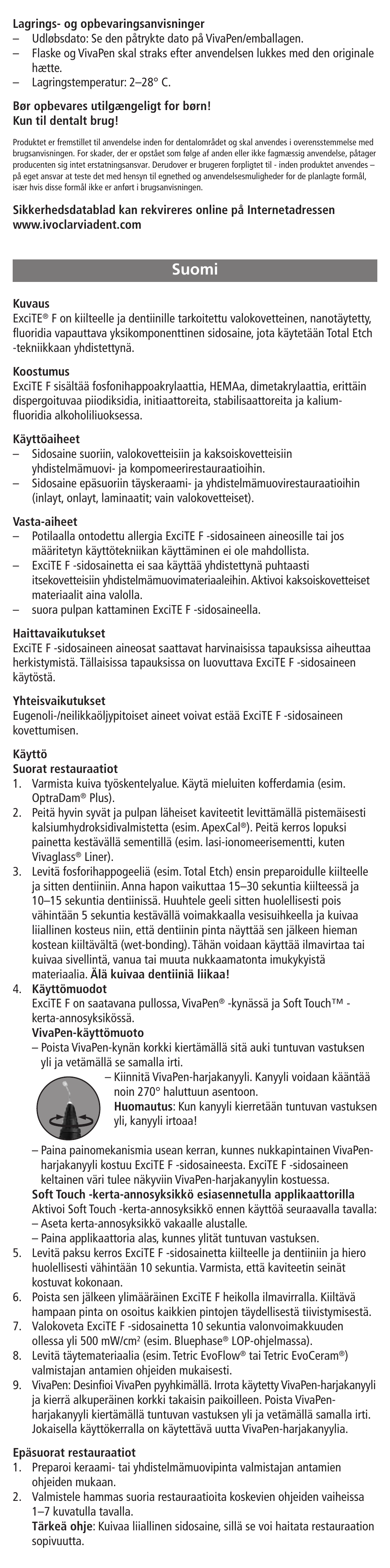 Suomi | Ivoclar Vivadent ExciTE F User Manual | Page 14 / 48
