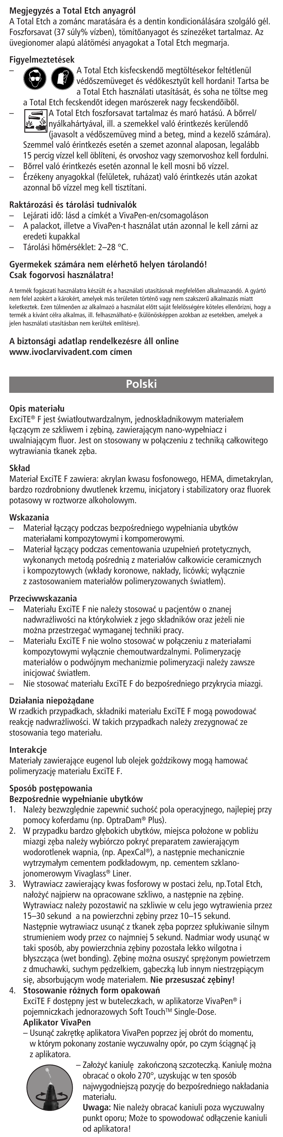 Polski | Ivoclar Vivadent ExciTE F User Manual | Page 29 / 48
